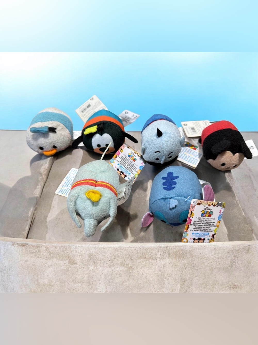 Disney Tsum Tsum Plush Set - Blue, Light Blue, Black, Red, Orange 6 Pieces